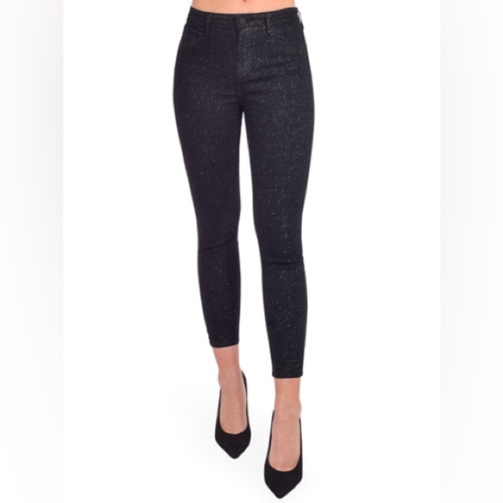 L’AGENCE Margot Skinny High Rise Jeans in Black Silver